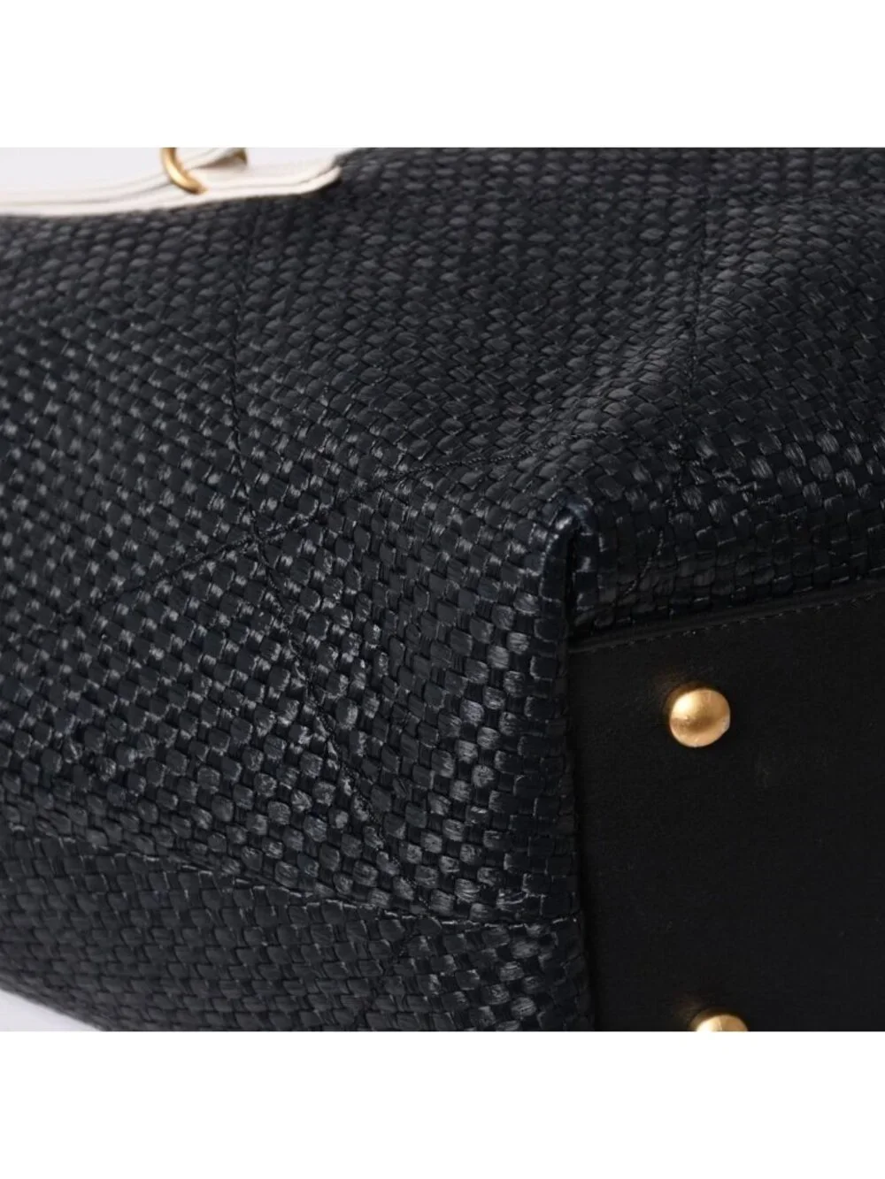 Chanel Maxi Shopping Bag Braided Raffia Effect Canvas CC Logo Gold Base